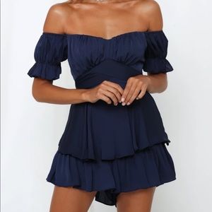 NWT Hello Molly Navy Tie Romper